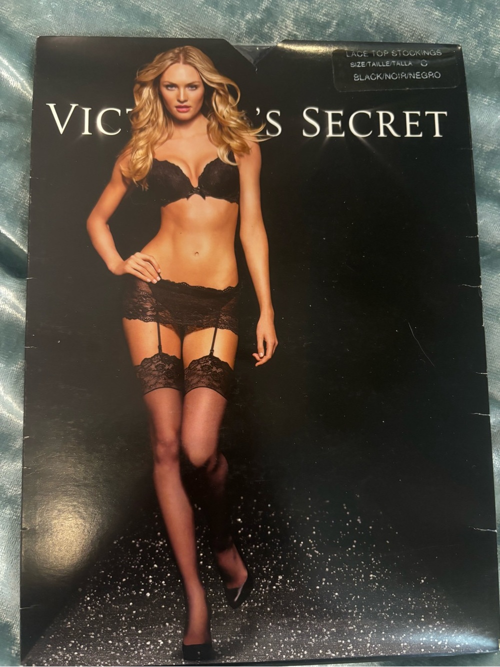 Victoria's Secret Black Lace-Top Sheer Stockings